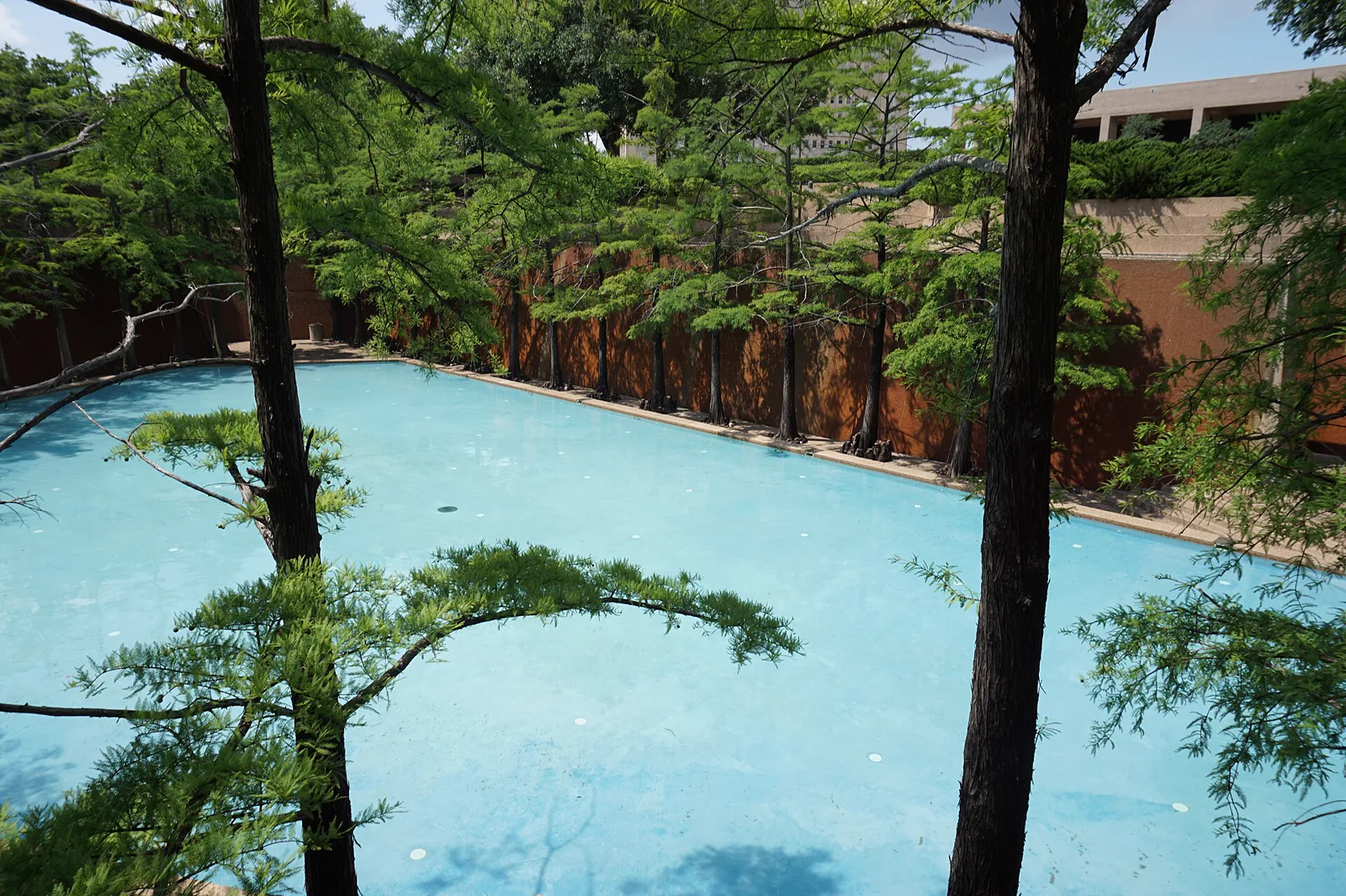 The quiet pool at the Fort Worth Water Gardens